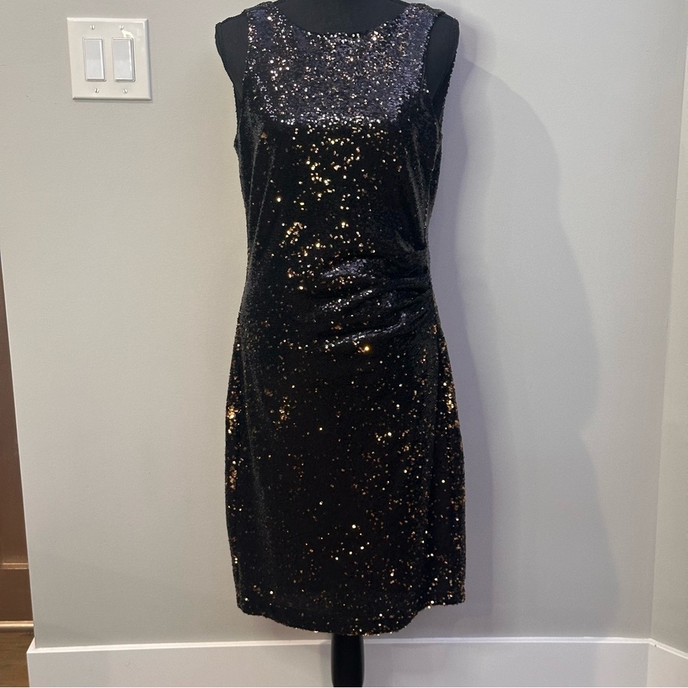 Zara Sequin Cocktail Dress Black and Gold New with Tags